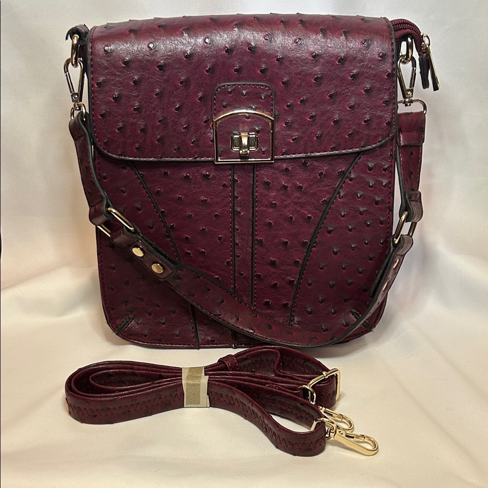 NWOT Burgundy Pebbled Shoulder Bag w/ Crossbody Strap